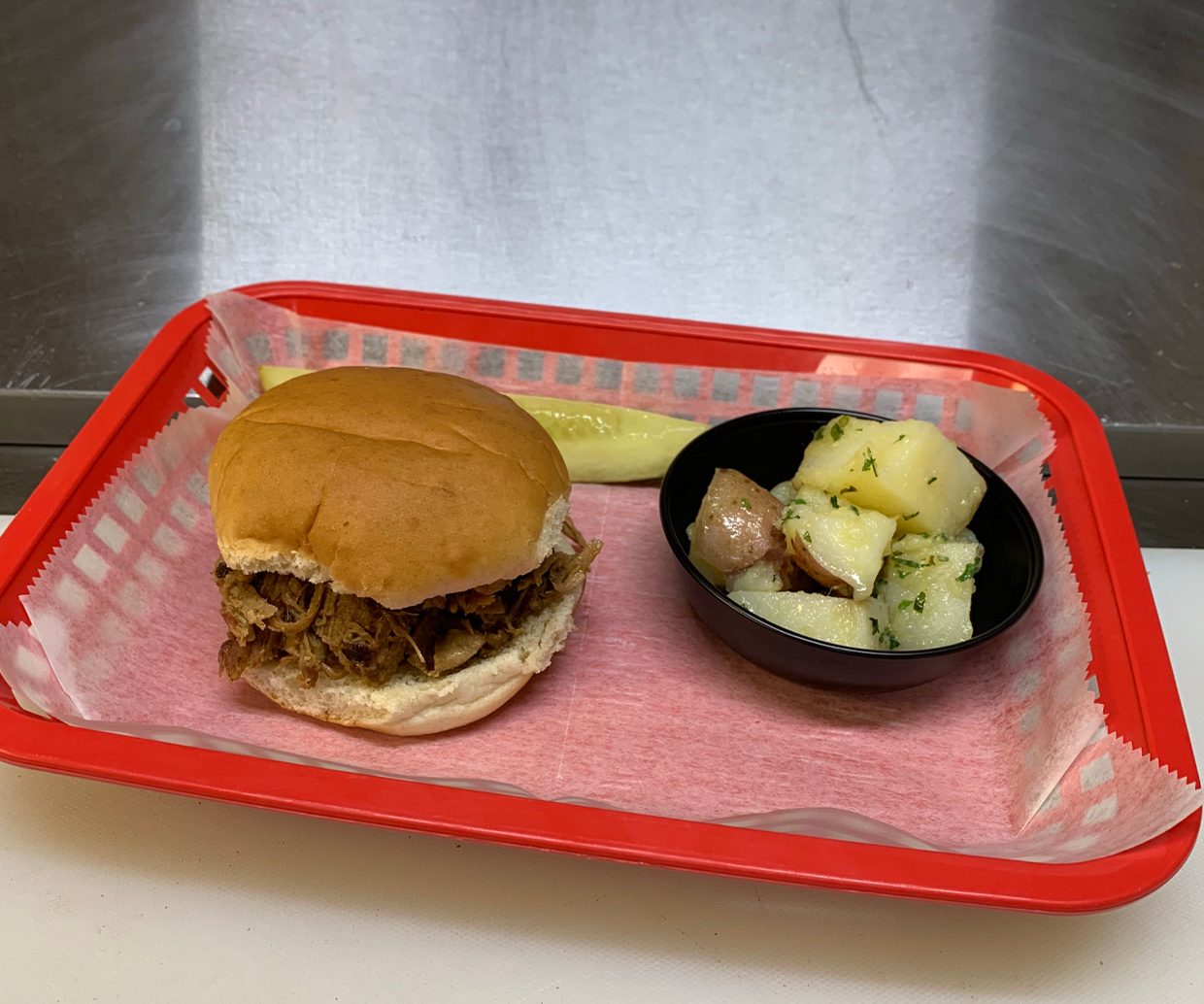 Kid's Pulled Pork Sandwich.
